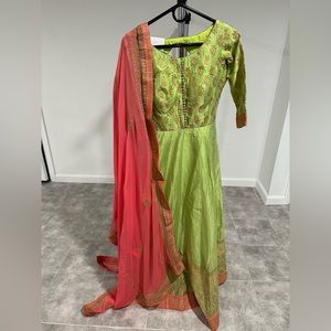 Embroidered gown with dupatta